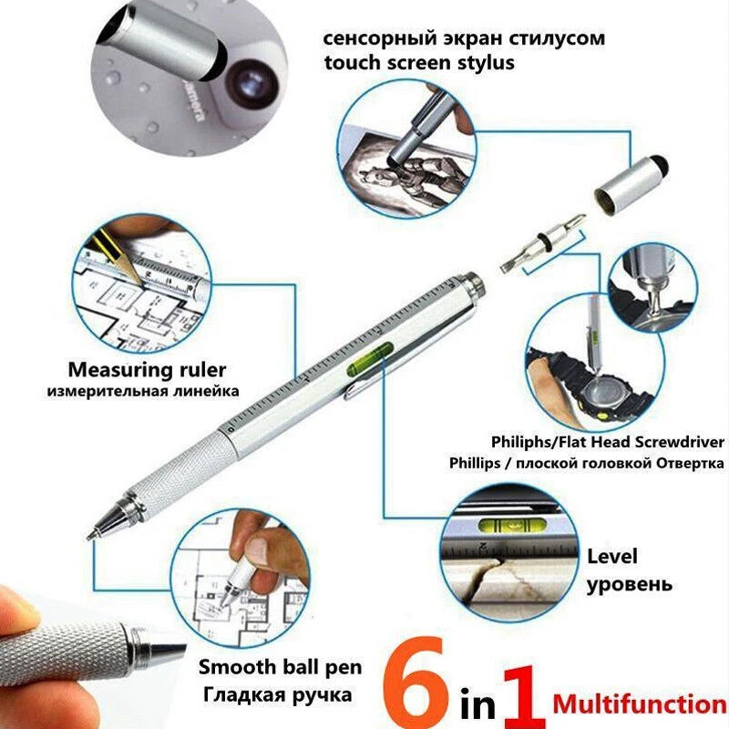 Multifunction 6in1 Screen Stylus Ballpoint Pen + Ruler Screwdriver Tool - Image 2 of 4