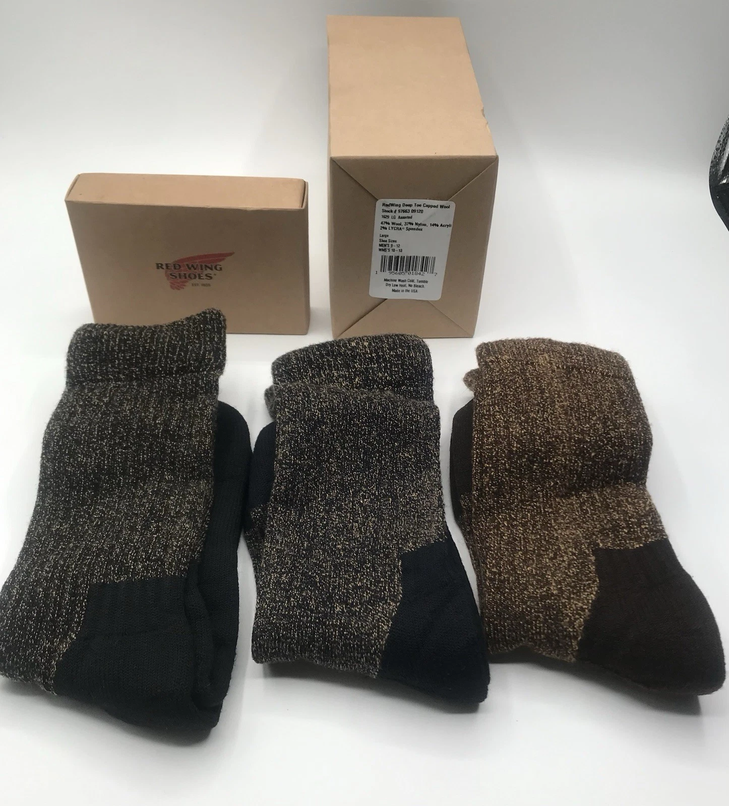 Red Wing Deep Toe Capped Wool Socks 3 Pack 97663 Multicolor Mens 9-12
Opens in a new window or tab