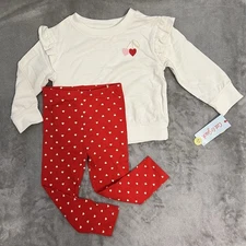 Girls’ Ruffles Long Sleeve Sweatshirt And Heart Leggings Set For 2T- Cat & Jack