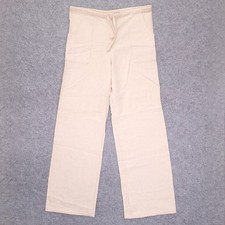 Vintage Santa Monica California Cotton Pants Cream Drawstring Relaxed 32x32