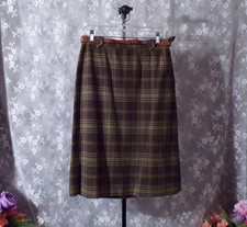Vintage Pendleton Wool Skirt Size Small 60s Retro Green Plaid Straight A-Line