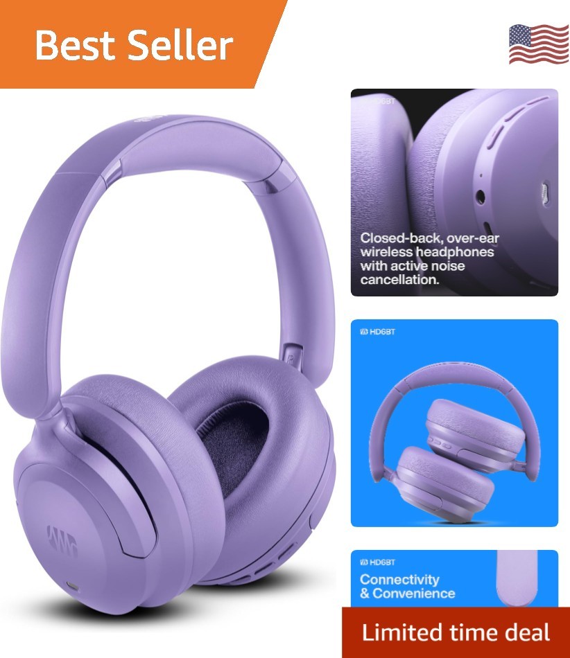 Eris HD6BT Wireless Over-Ear Headphones - 40mm Drivers, Noise Cancelling