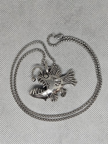 Deep Sea Angler Fish Necklace, Stainless Steel, High-Quality, 3D Pendant - Picture 2 of 3