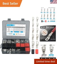 Thick Copper lugs Electric Wire Lugs 4 6 8 10 12Gauge 80Pcs Tinned Heavy Dut...