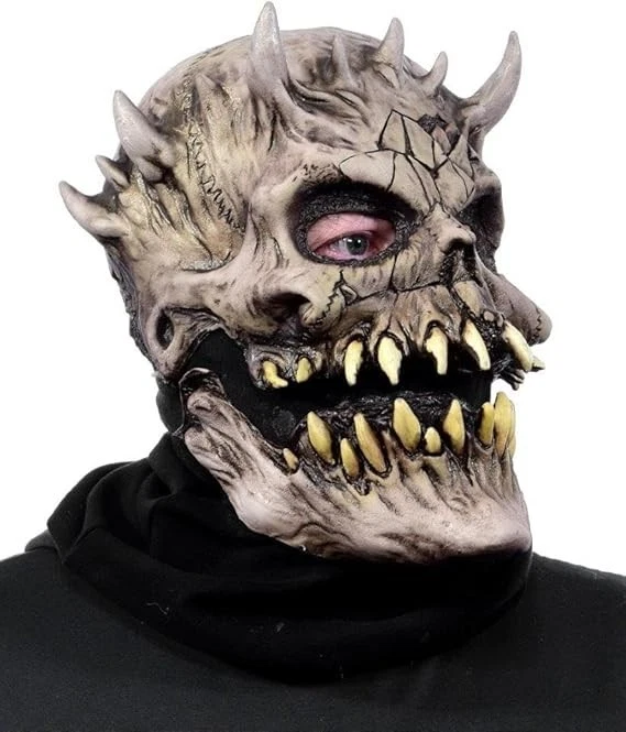 Men`s King of Devils Mask Adult Scary Skeleton Halloween Face Mask Moving Jaw - Image 2 of 4