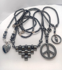 A Natural Hematite Beaded Pendant Necklace - Various Designs