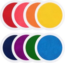7" Large Ink Pads for Kids - Handprint Footprint Size Rainbow 8 colors round