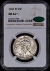 1947-D Walking Liberty Half Dollar 50c NGC MS66 CAC - Original!