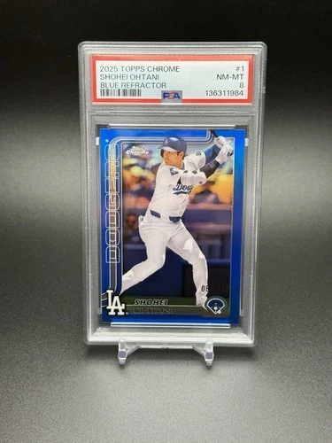 2025 Topps Chrome Shohei Ohtani Blue Refractor /150 Dodgers NM - MINT PSA 8
