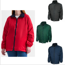 Ladies Plain Reversible Fleece Rain Jacket Coat Size 10-26 Rainproof Nylon/Hood