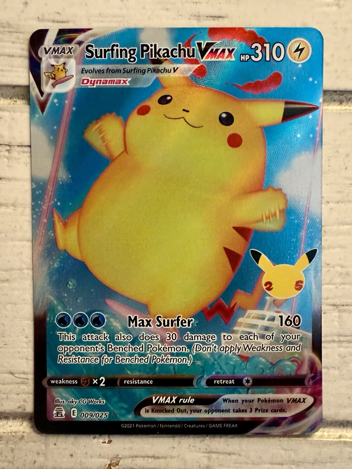 Surfing Pikachu VMAX #009/025! Pokemon Celebrations Holo NM/MINT!!
