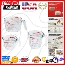 Essentials 3-Pack Glass Measuring Cups Set, 1, 2 & 4 Cup Measuring Cups For P...