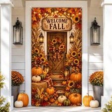 Fall Door Banner Decoration Welcome Cover Farmhouse Pumpkin Style B