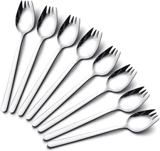 IQCWOOD Sporks Stainless Steel, Salad Forks, 8 Pack 18/10 Steel 