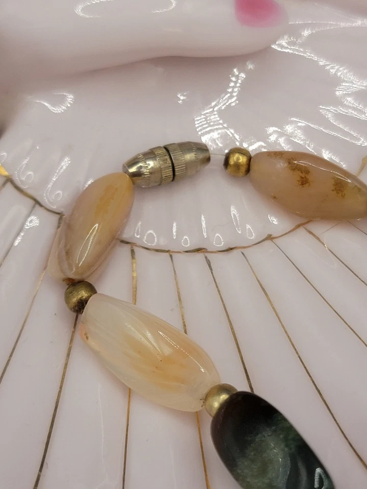 Gargantilla collar vintage de piedras preciosas cuentas de oro ágatas cuarzo cornalinas  Foto 3 de 3