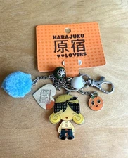 Harajuku Lovers Gwen Stefani OC HOMEGIRL Keychain Bell Beads Heart Orange Clasp