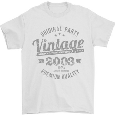 Vintage Jahr 23. Geburtstag 2003 Herren T-Shirt 100% Baumwolle Weiß