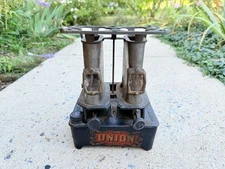 VTG ANTIQUE KEROSENE SAD IRON HEATER STOVE DOUBLE BURNER UNION