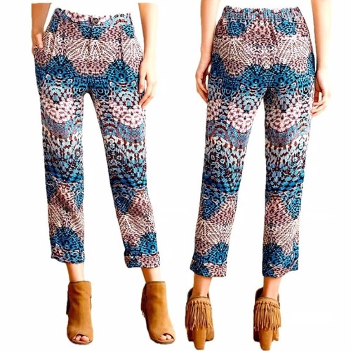Anthropologie ELEVENSES Pants Womens 4 Printed Lanikai Tailored Pockets Cropped