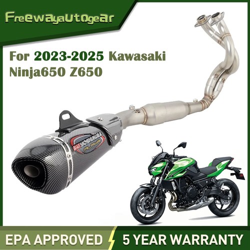 For Kawasaki Ninja 650 Z650 2023-2025 Exhaust System Header Pipe Black Muffler