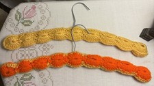 Vintage Clothes Hangers Hand Crocheted Acrylic Yarn Over Wooden Hangers Set 2