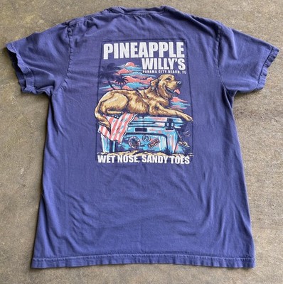 Pineapple Willy's Wet Nose Sandy Toes Shirt Mens Medium Blue Comfort Colors
