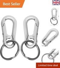 Elegant 2-Piece Keyring Set with Strong Carabiner Clips - Stylish Silver Design