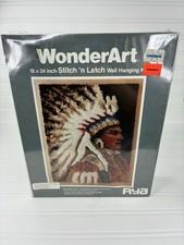 Wonder Art Indian Chief Latch Hook Wall Hanging Kit 18x24" 4158 Sealed