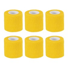 1" x 177" 6 Pcs Self Adhesive Bandage Wrap Elastic Self Tape Yellow