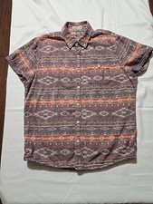 Hollister Men's Reversible Shirt XL Aztec Southwestern Country Short Sleeves