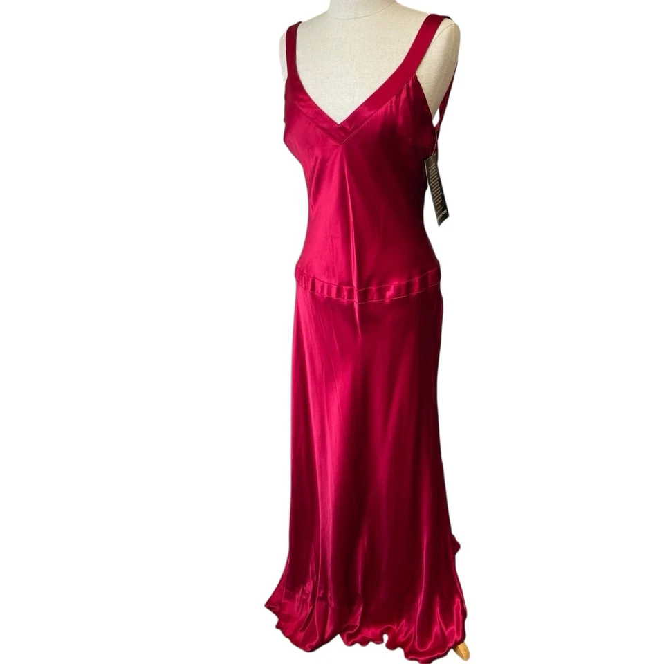 Vestido rojo satinado ASO Cómo perder a un chico en 10 días formal maxi nuevo con etiquetas 12P Foto 3 de 4