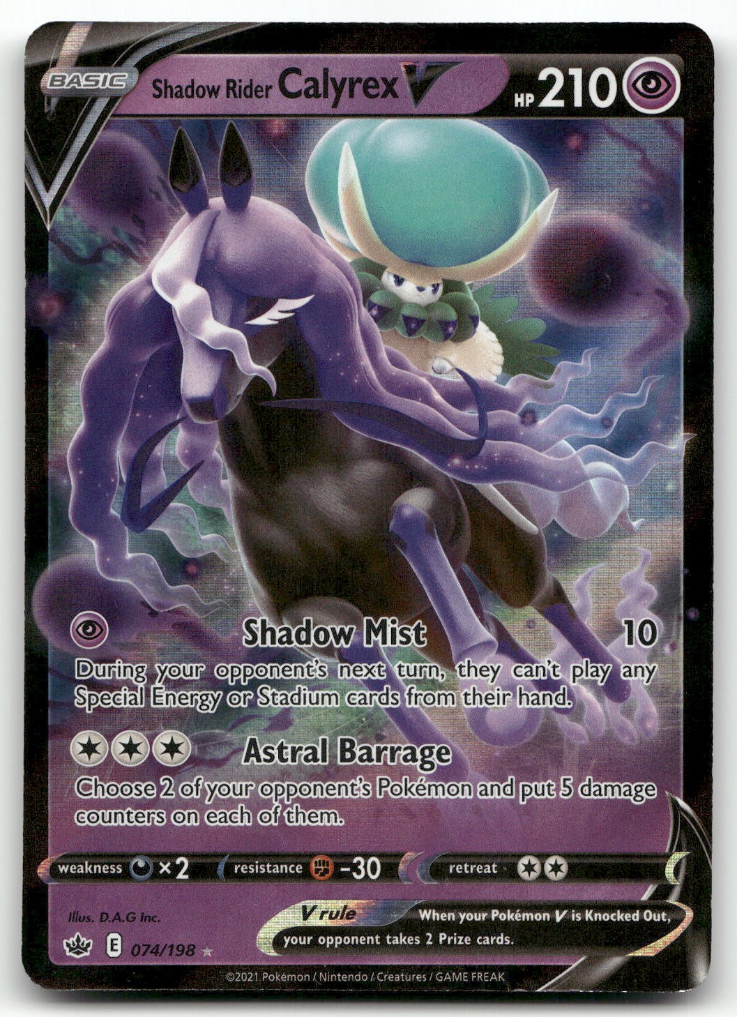 Shadow Rider Calyrex V #74/198 (Holo) (NM) SWSH06: Chilling Reign SWSH06 Pokemon