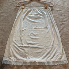 Ashley Taylor Half Slip Medium White Lace Trim Rosette Vintage Lingerie USA Made