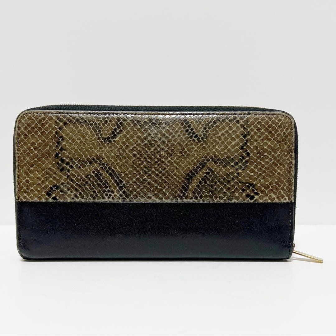 Rare CELINE Wallet Long Wallet Python Pattern Bla… - image 2
