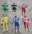 LOT OF 6 VINTAGE 1993 BANDAI POWER RANGERS FLIP HEAD ACTION FIGURES RED BLACK ++