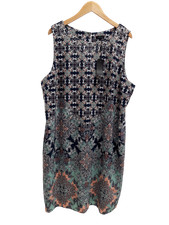 M&CO Ladies UK Size 22 Blue Floral Abstract Shift Dress with Beading New W Tags