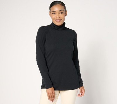 Belle by Kim Gravel Women's Top Sz S TripleLuxe Turtleneck Black A666954