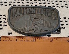 Vtg Raleigh Lights Cigarettes Tobacco Semi Truck Trucking 1970's Belt Buckle