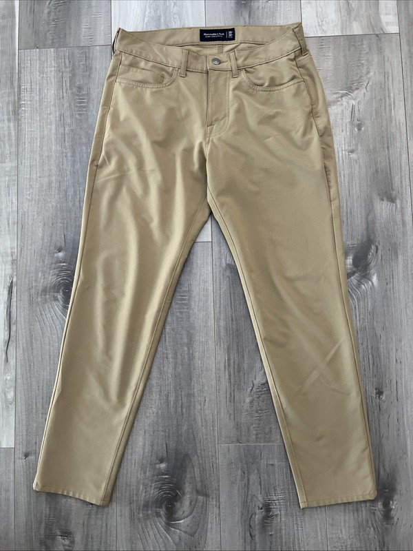 Men’s Abercrombie & Fitch Skinny Taper Stretch Tech Pants Tan Slim Fit 29x30