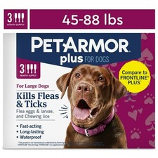 PetArmor Plus for Large Dogs 45-88 lbs. - 3 Month Supply - Kills Fleas  Ticks
