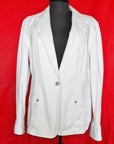Weekend Max Mara, VINTAGE WEEKEND MAX MARA LOGO BIANCO DENIM GIACCA BLAZER DONNA TAGLIA US 12 EU 42