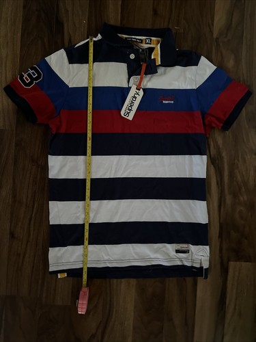 Superdry Hoop Stripe Polo Shirt - Mens Size XL - New With Tags - 100% Cotton - Picture 7 of 10