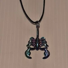 SCORPION Rainbow Stainless Pendant Charm / 26" Adjustable Necklace