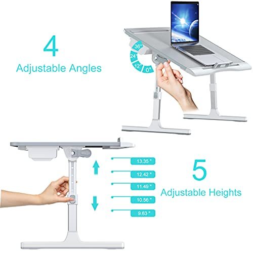 Foldable Laptop Bed Tray Desk, Adjustable Laptop Bed X-Large(15.7"x23.6") Gray - Picture 4 of 7