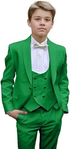 Boys 3 Pieces Tuxedo Suit Slim Fit Formal Suits for Boys Toddler Suit Jacket - Picture 28 of 39