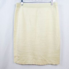 Escada Margaretha Ley Knee Length Pencil Skirt Sz L Ivory Champagne Gold Knit
