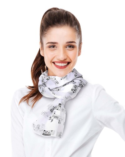 CBC CROWN Fashion Scarf Music Note Theme Lightweight Silk-Feeling, Made In Korea - Picture 8 of 12