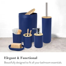 Blue Bathroom Accessories Set 6 Piece Bath Ensemble for Decorative Countertop
