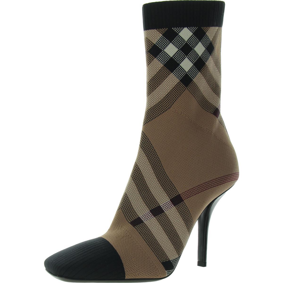 Женские коричневые ботильоны-стрейч Burberry London с квадратным носком 37 BHFO 3837