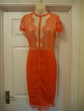 Designer Missguided Dress Size 10 Ladies Sexy Wiggle Crochet Layered Stretchy
